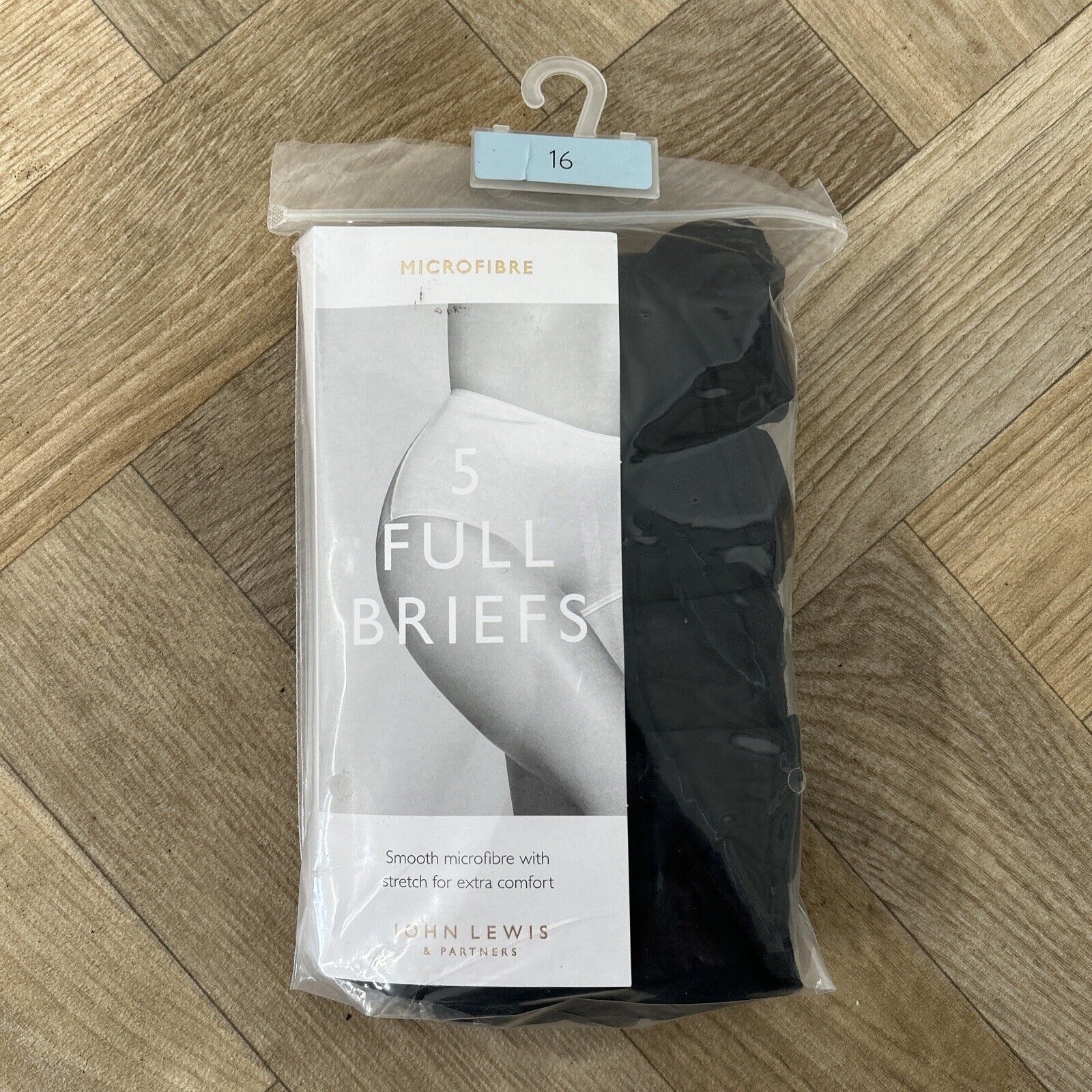 John Lewis 5pk Microfibre Full Briefs Pants Knickers - Black - UK16 RRP£15