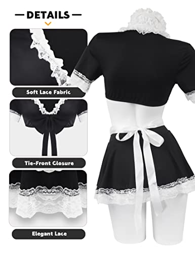 paloli Maid Outfit For Women,Maid Costume With Lace Apron,Fancy Maid Dress Cosplay Lingerie Set