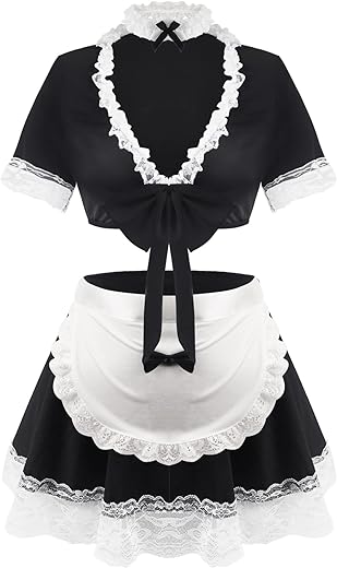 paloli Maid Outfit For Women,Maid Costume With Lace Apron,Fancy Maid Dress Cosplay Lingerie Set