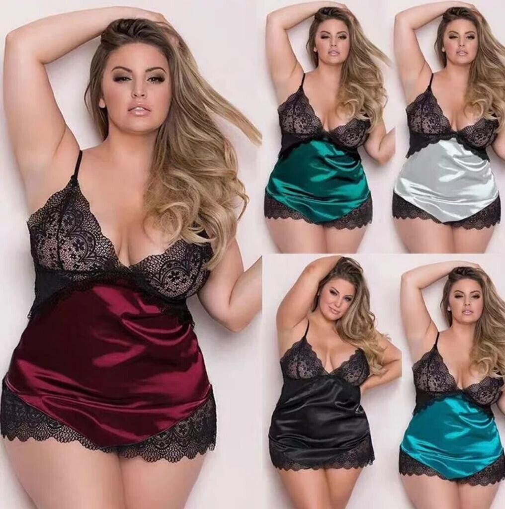 Women Mini Dress Plus Size Hot And Sexy Slik Ladies Slepwear Nightwear Lingerie